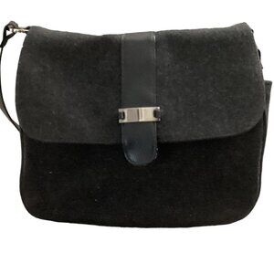 VTG 80s Hato Hasi Wool Blend Crossbody Shoulder Bag Satchel Messenger Gray 153D